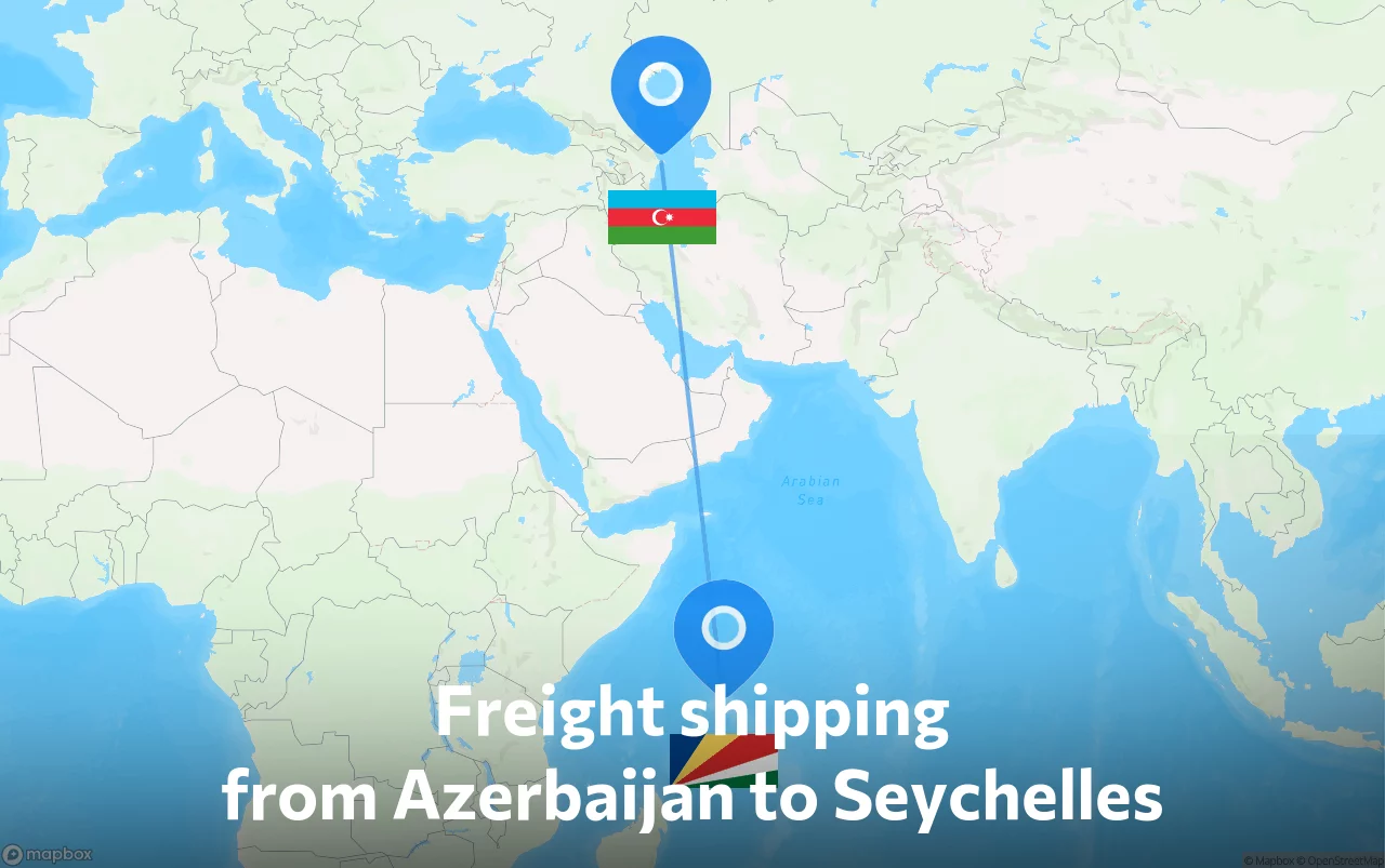 Shipping route from Azerbaijan to Seychelles