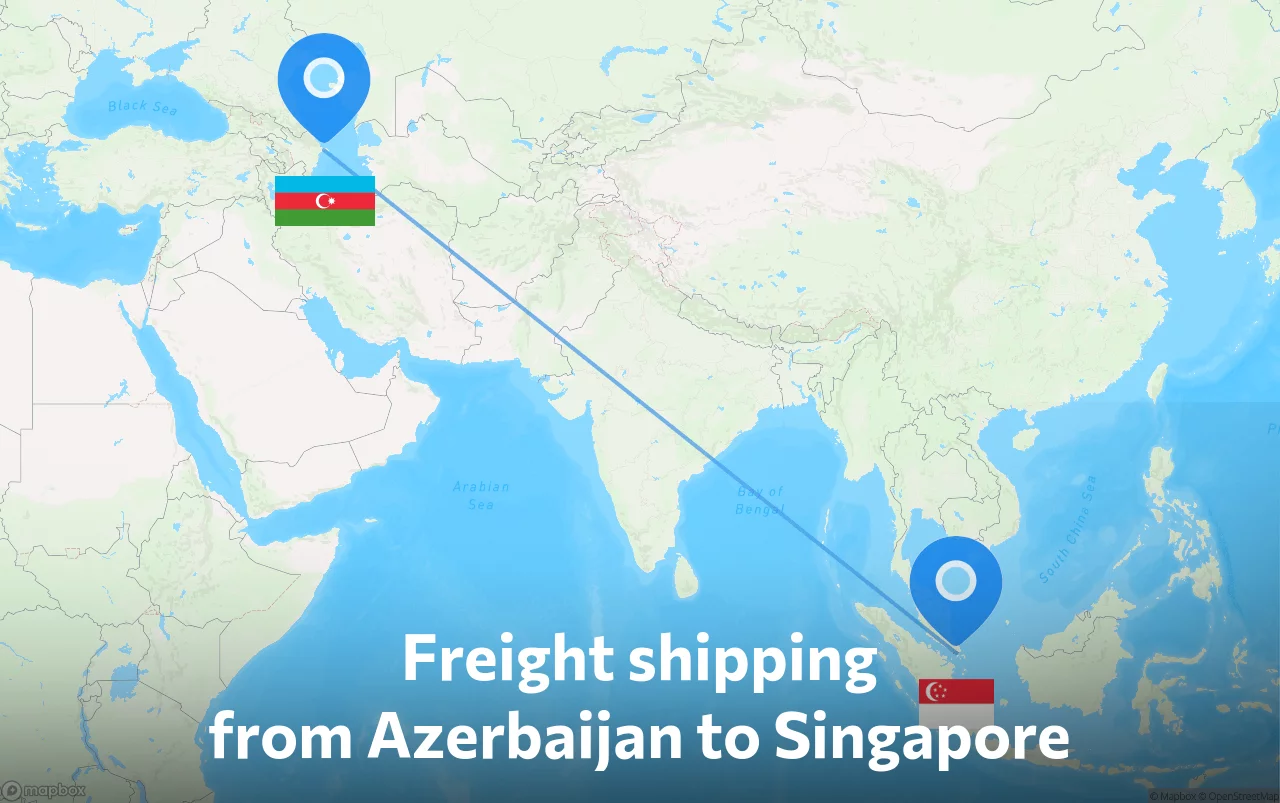 Shipping route from Azerbaijan to Singapore