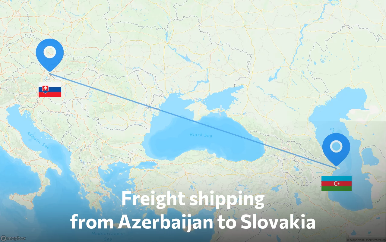 Shipping route from Azerbaijan to Slovakia