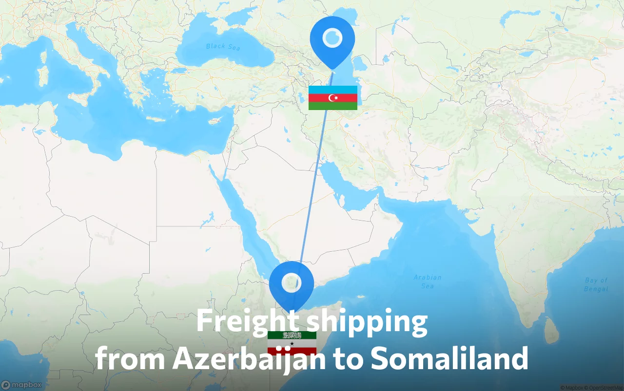 Shipping route from Azerbaijan to Somaliland