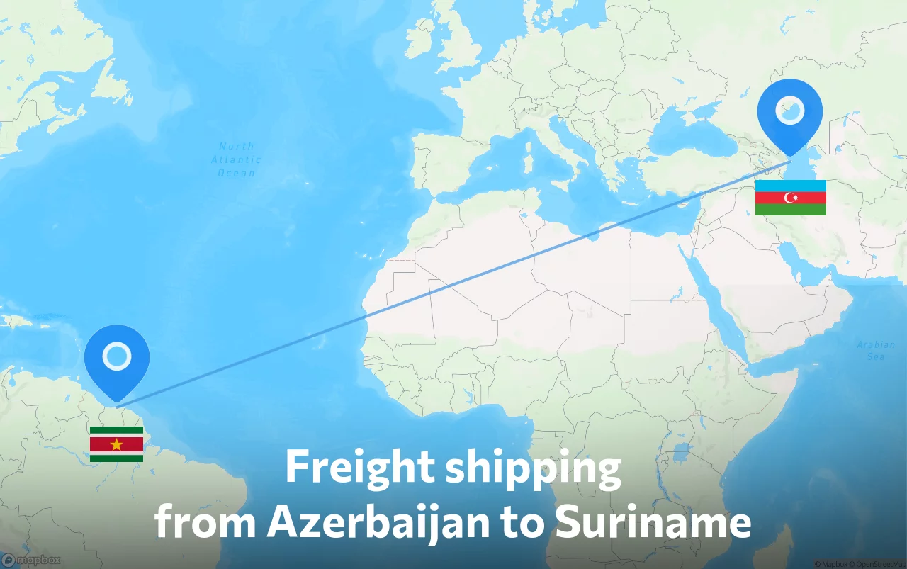 Shipping route from Azerbaijan to Suriname