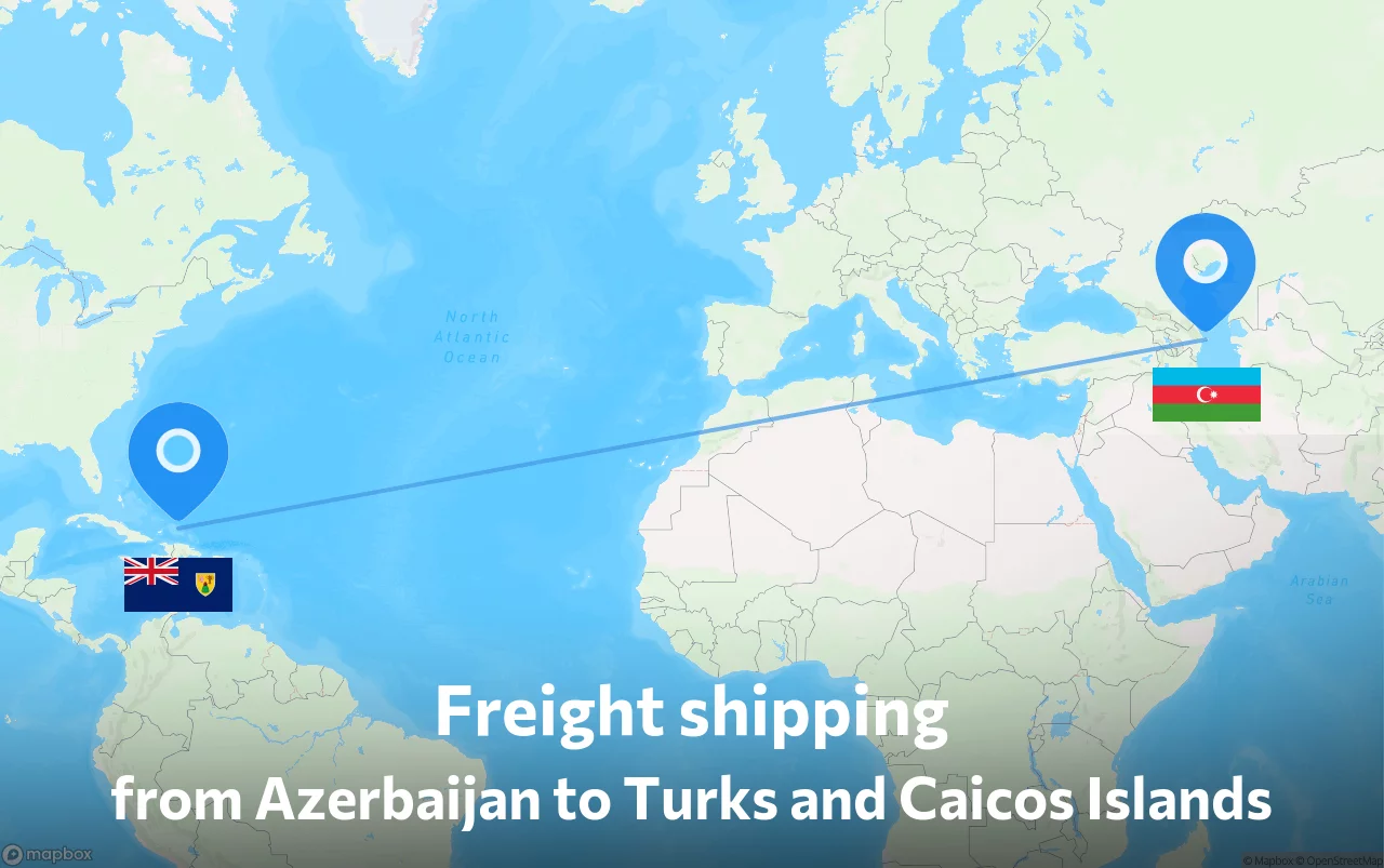Shipping route from Azerbaijan to Turks and Caicos Islands