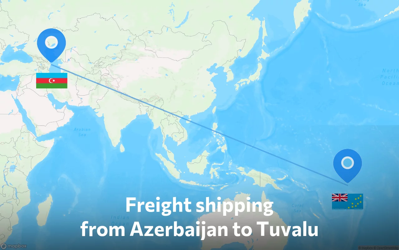 Shipping route from Azerbaijan to Tuvalu