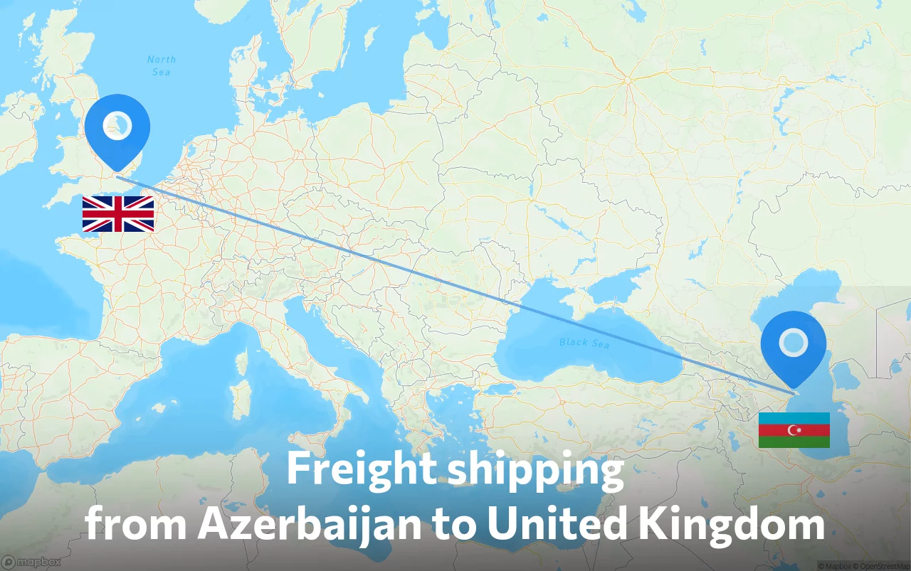 Shipping route from Azerbaijan to United Kingdom