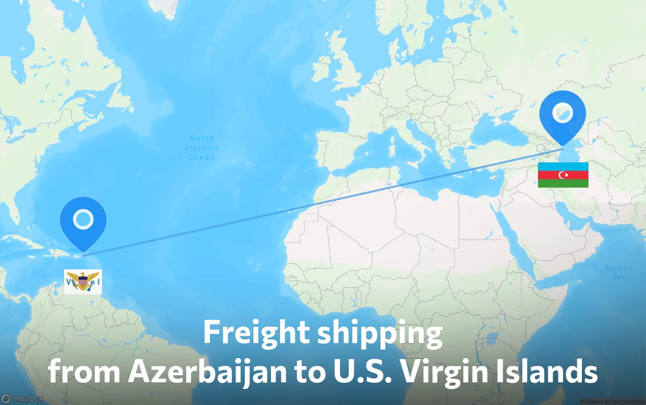 Shipping route from Azerbaijan to U.S. Virgin Islands