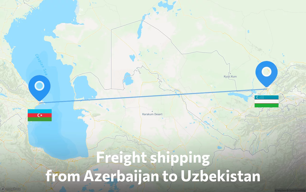Shipping route from Azerbaijan to Uzbekistan