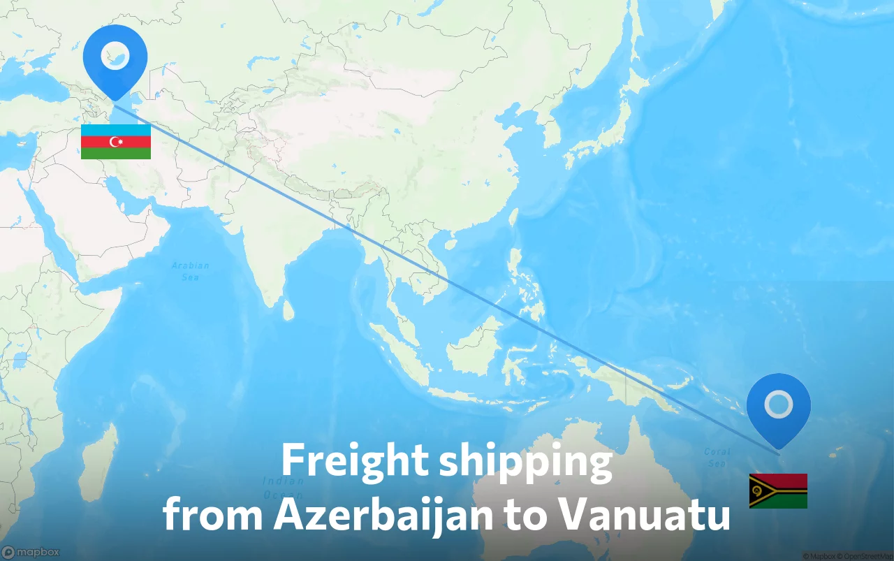 Shipping route from Azerbaijan to Vanuatu