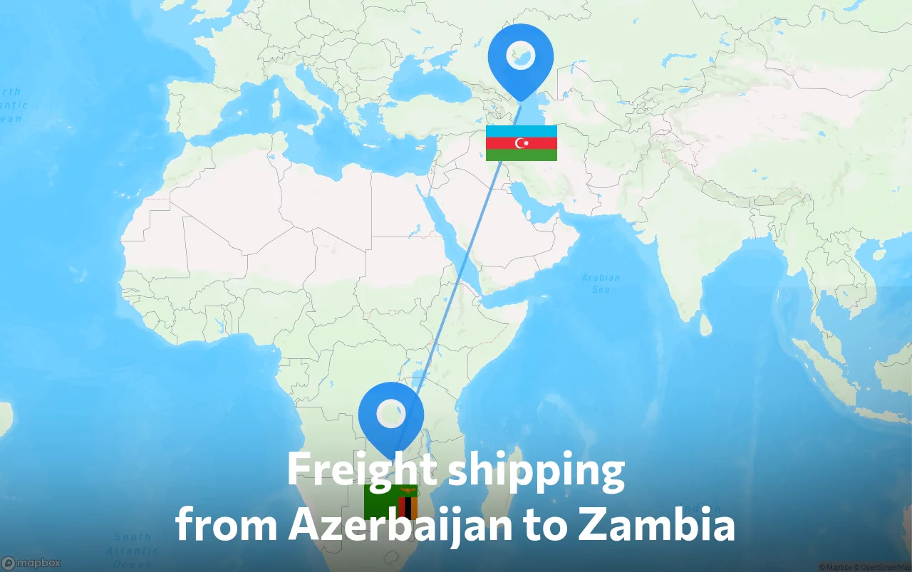 Shipping route from Azerbaijan to Zambia