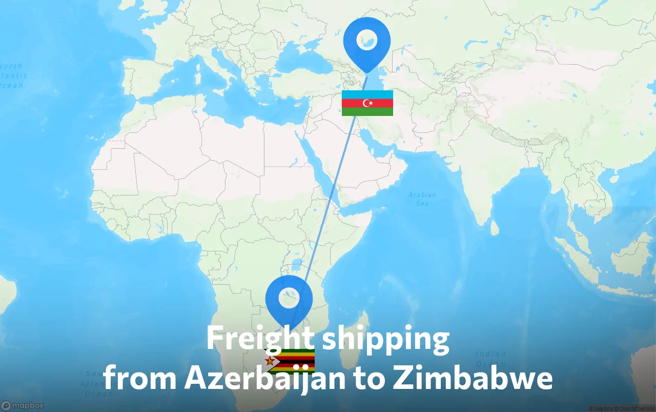 Shipping route from Azerbaijan to Zimbabwe