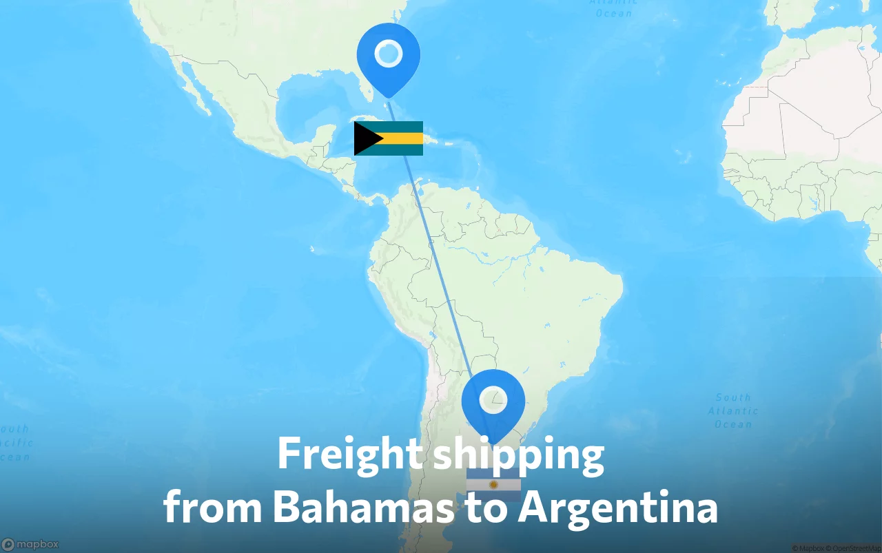 Shipping route from Bahamas to Argentina