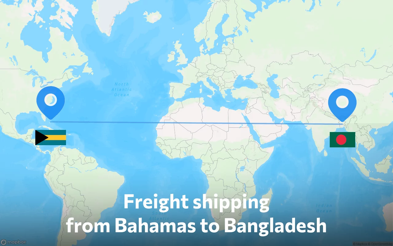 Shipping route from Bahamas to Bangladesh