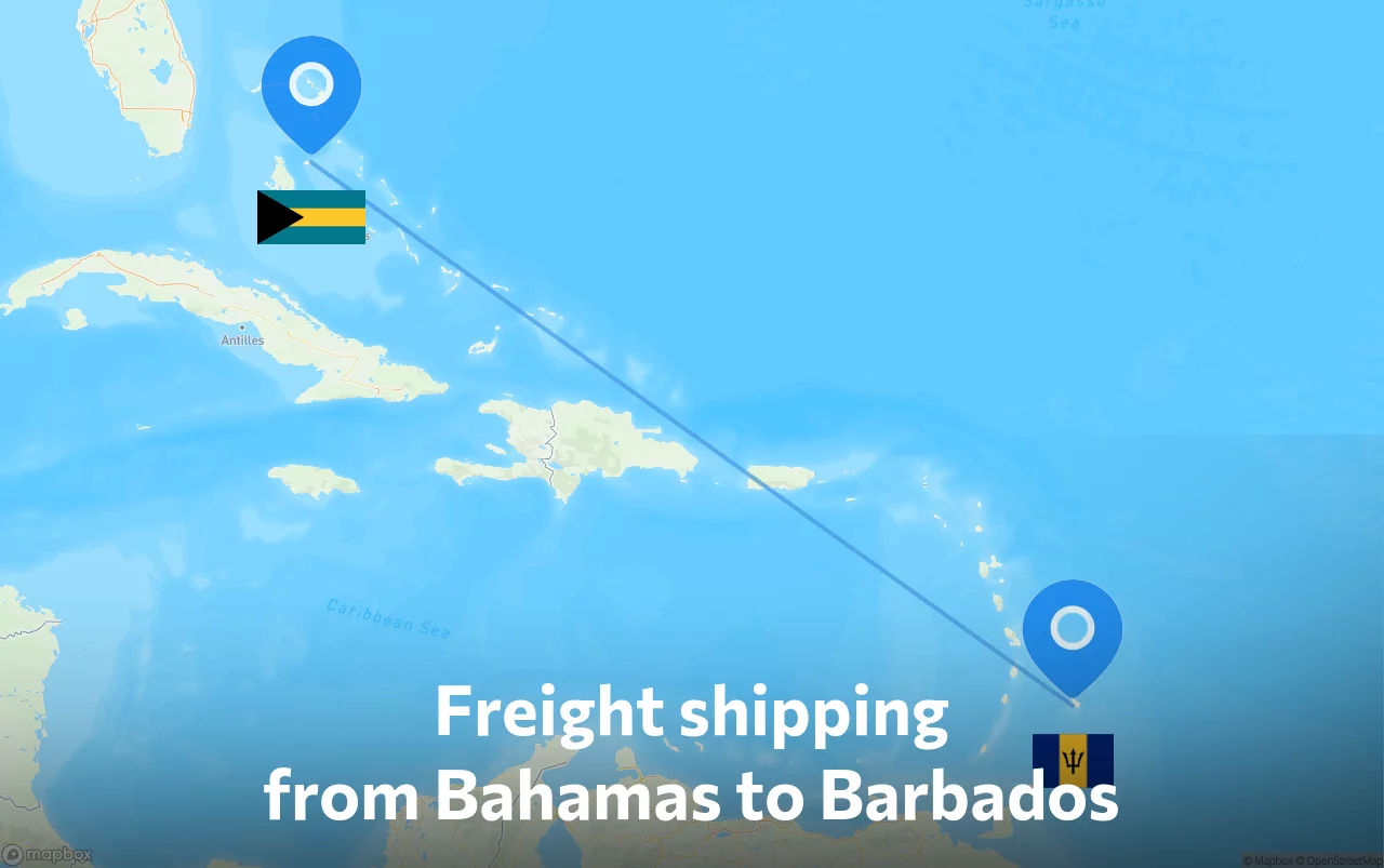 Shipping route from Bahamas to Barbados