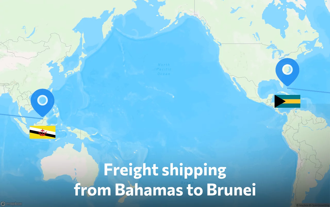 Shipping route from Bahamas to Brunei