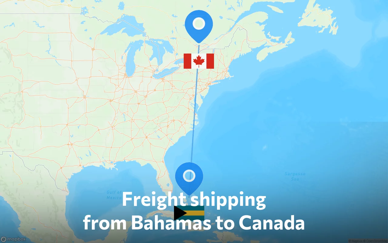 Shipping route from Bahamas to Canada