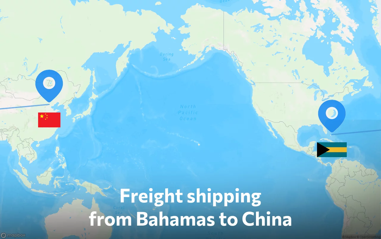 Shipping route from Bahamas to China