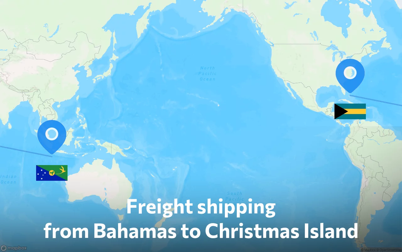 Shipping route from Bahamas to Christmas Island