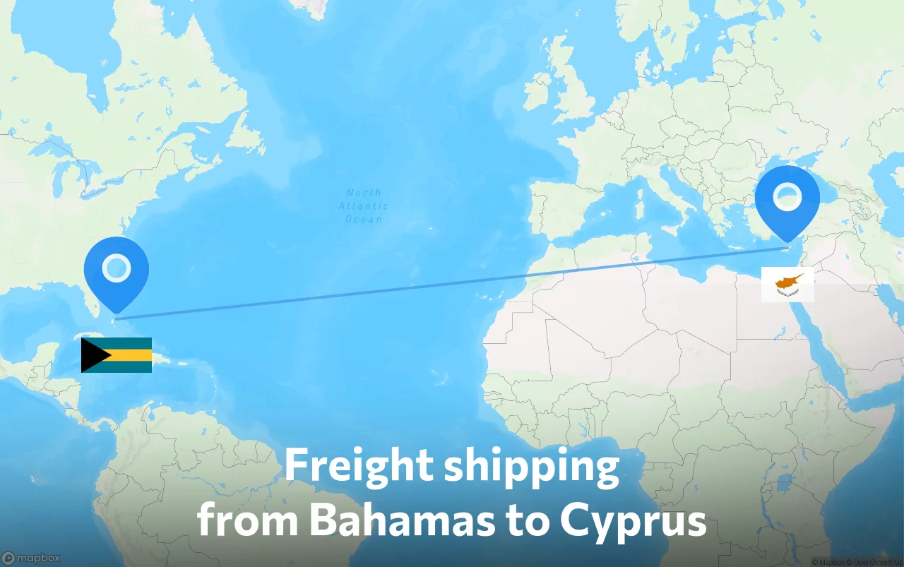 Shipping route from Bahamas to Cyprus