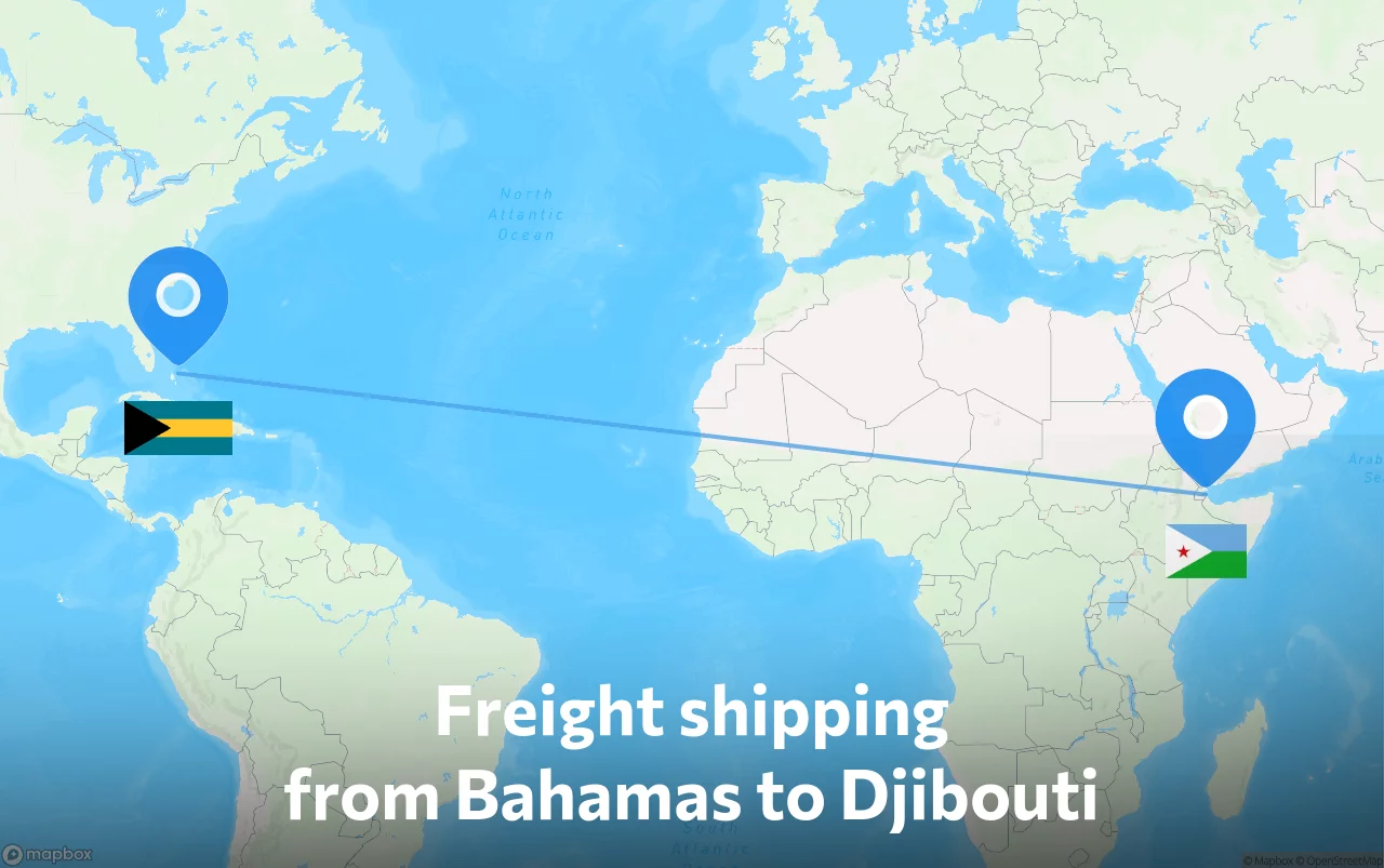 Shipping route from Bahamas to Djibouti