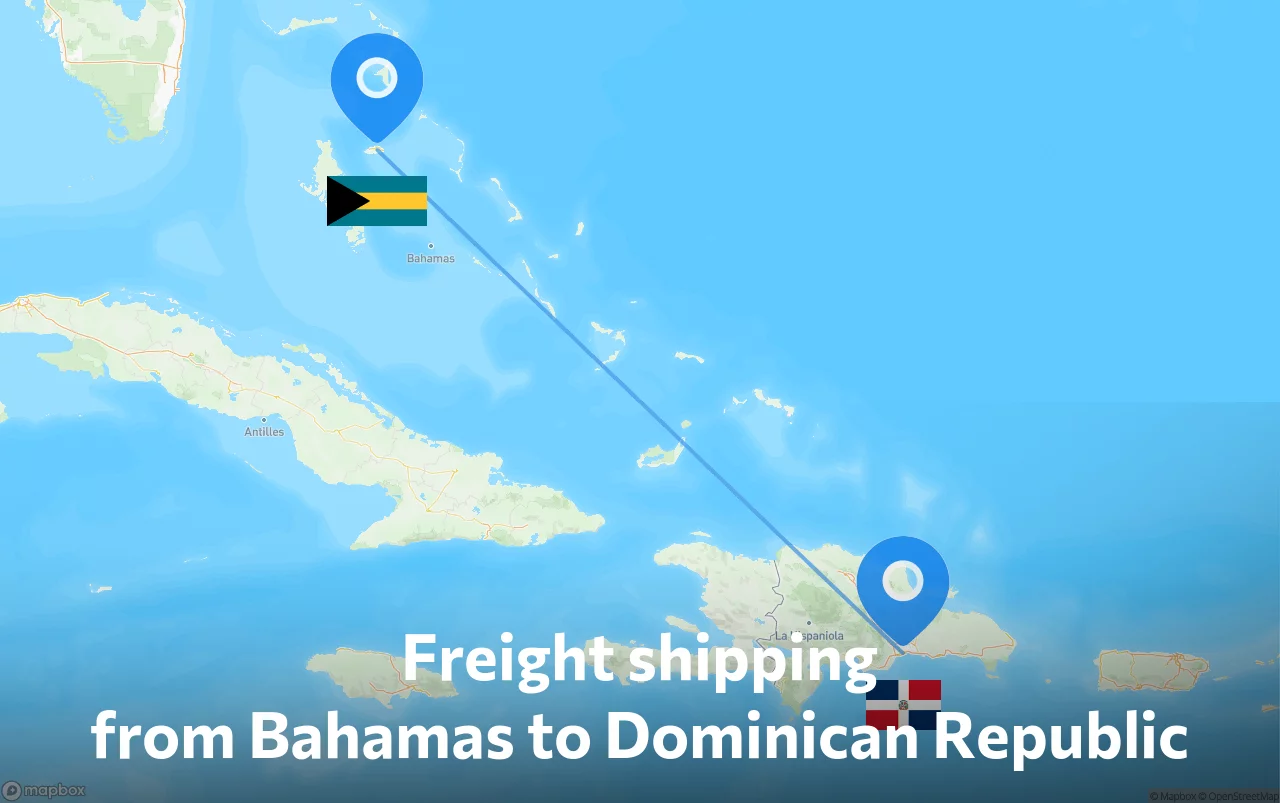 Shipping route from Bahamas to Dominican Republic