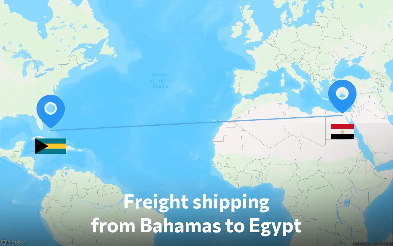 Shipping route from Bahamas to Egypt