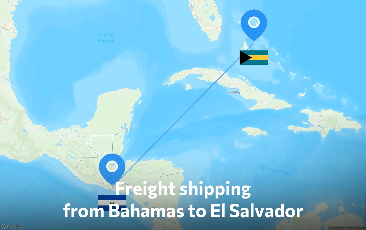 Shipping route from Bahamas to El Salvador