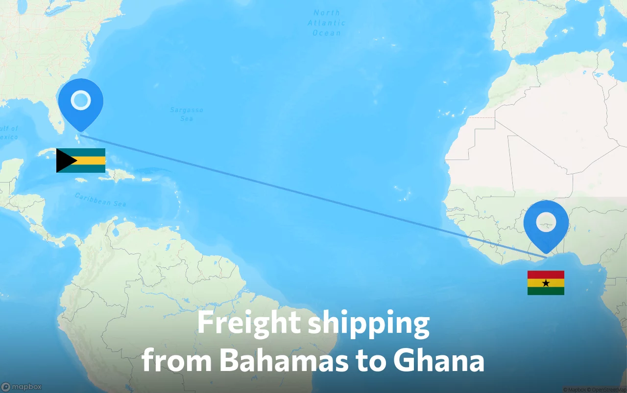 Shipping route from Bahamas to Ghana