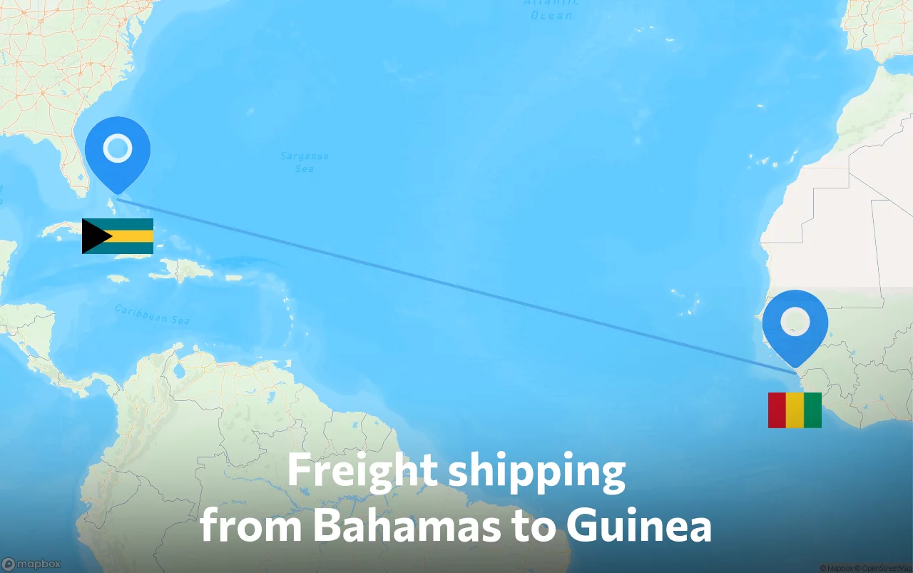 Shipping route from Bahamas to Guinea