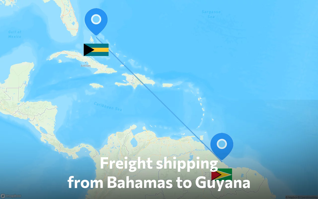 Shipping route from Bahamas to Guyana