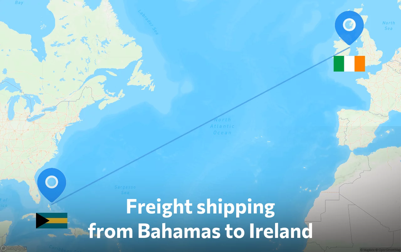Shipping route from Bahamas to Ireland