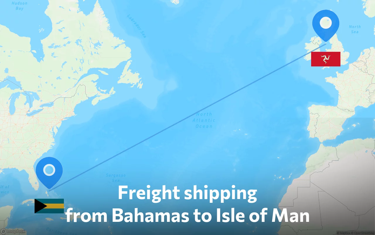 Shipping route from Bahamas to Isle of Man