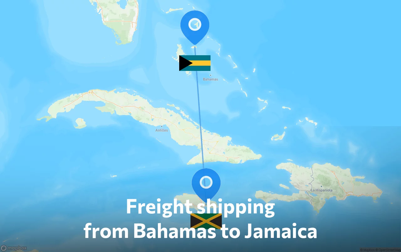 Shipping route from Bahamas to Jamaica