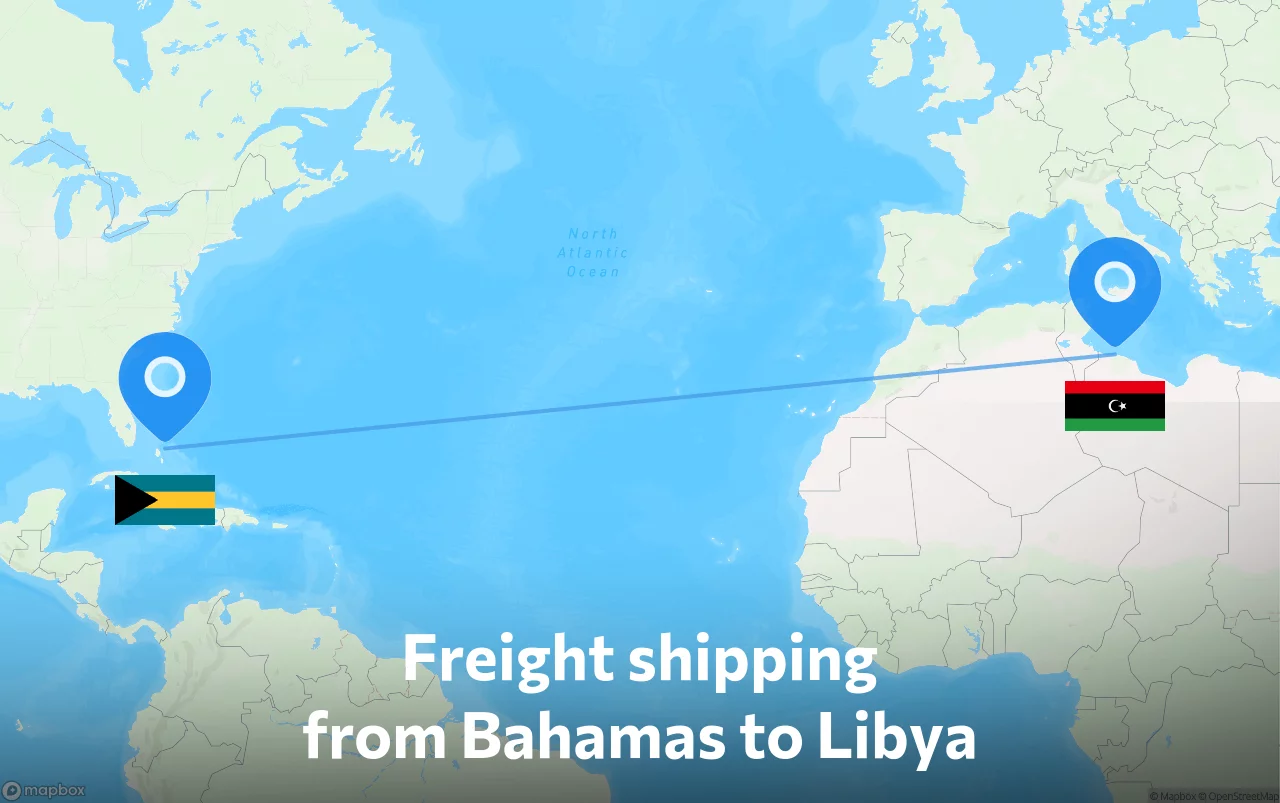 Shipping route from Bahamas to Libya