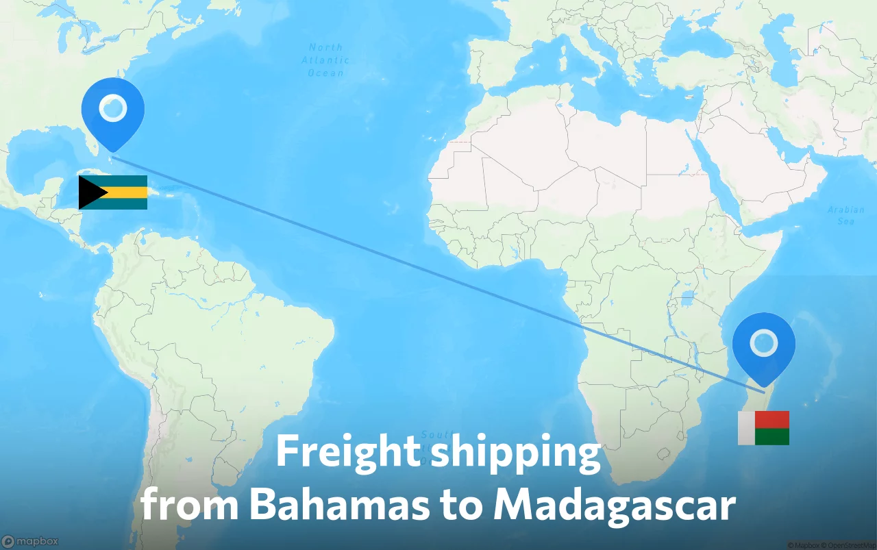 Shipping route from Bahamas to Madagascar
