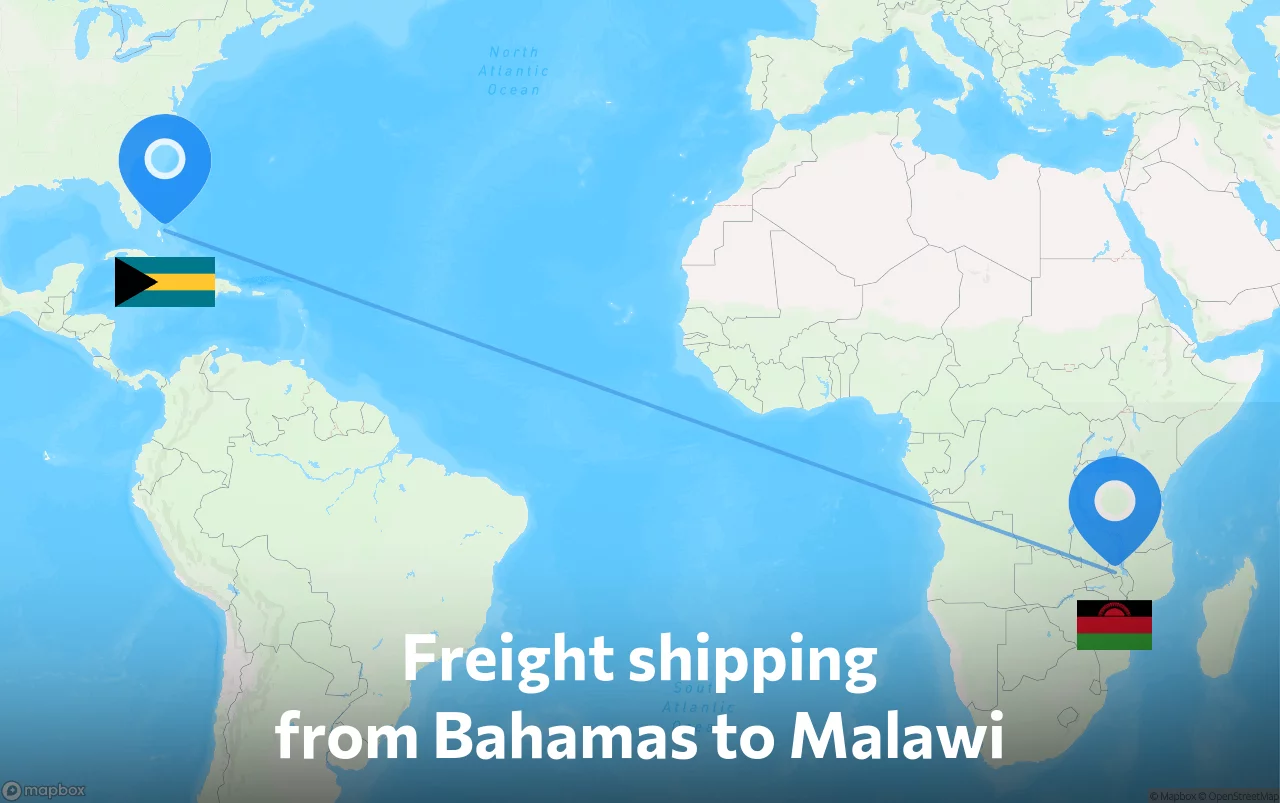Shipping route from Bahamas to Malawi