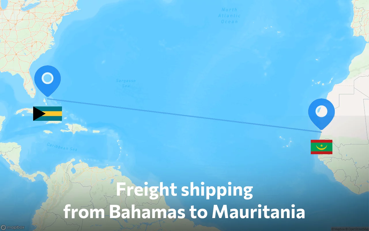 Shipping route from Bahamas to Mauritania