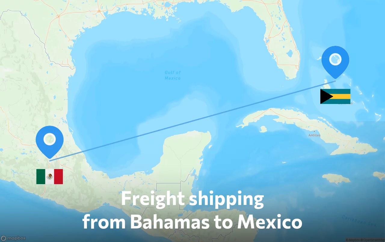 Shipping route from Bahamas to Mexico