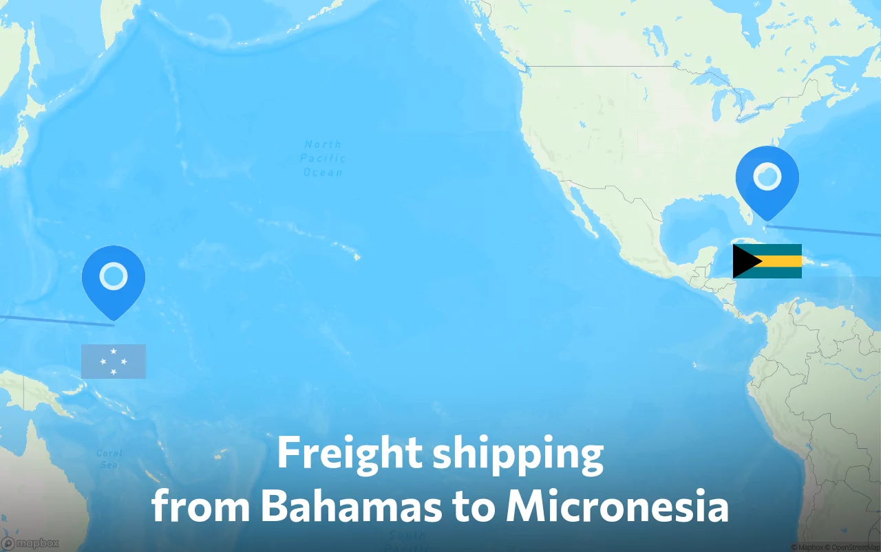 Shipping route from Bahamas to Micronesia