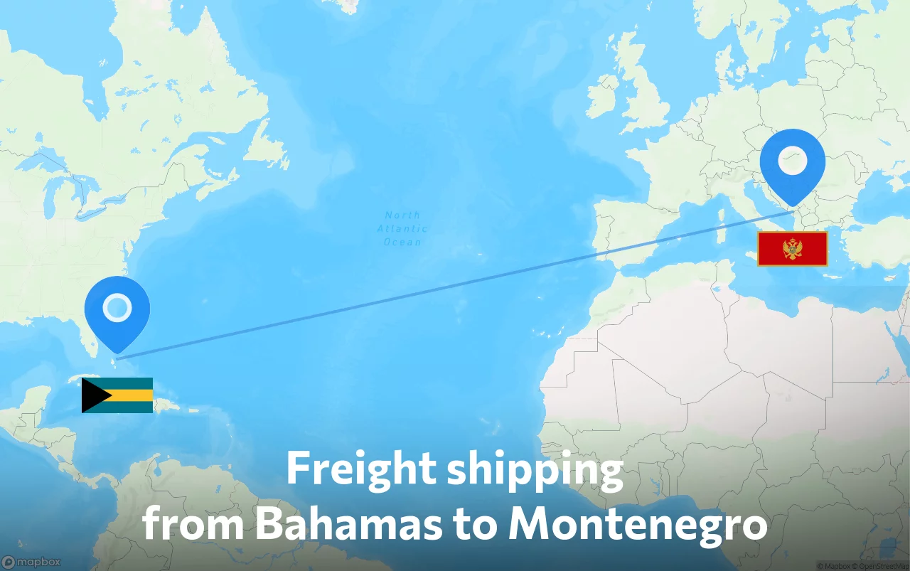 Shipping route from Bahamas to Montenegro