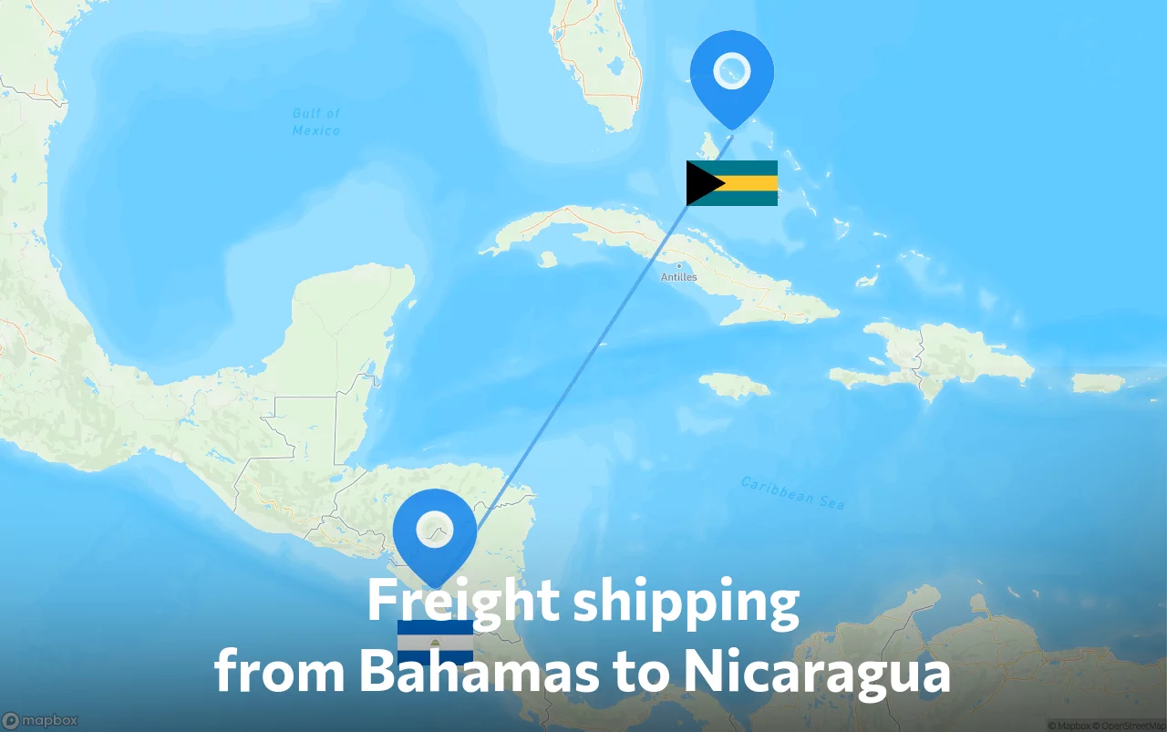 Shipping route from Bahamas to Nicaragua