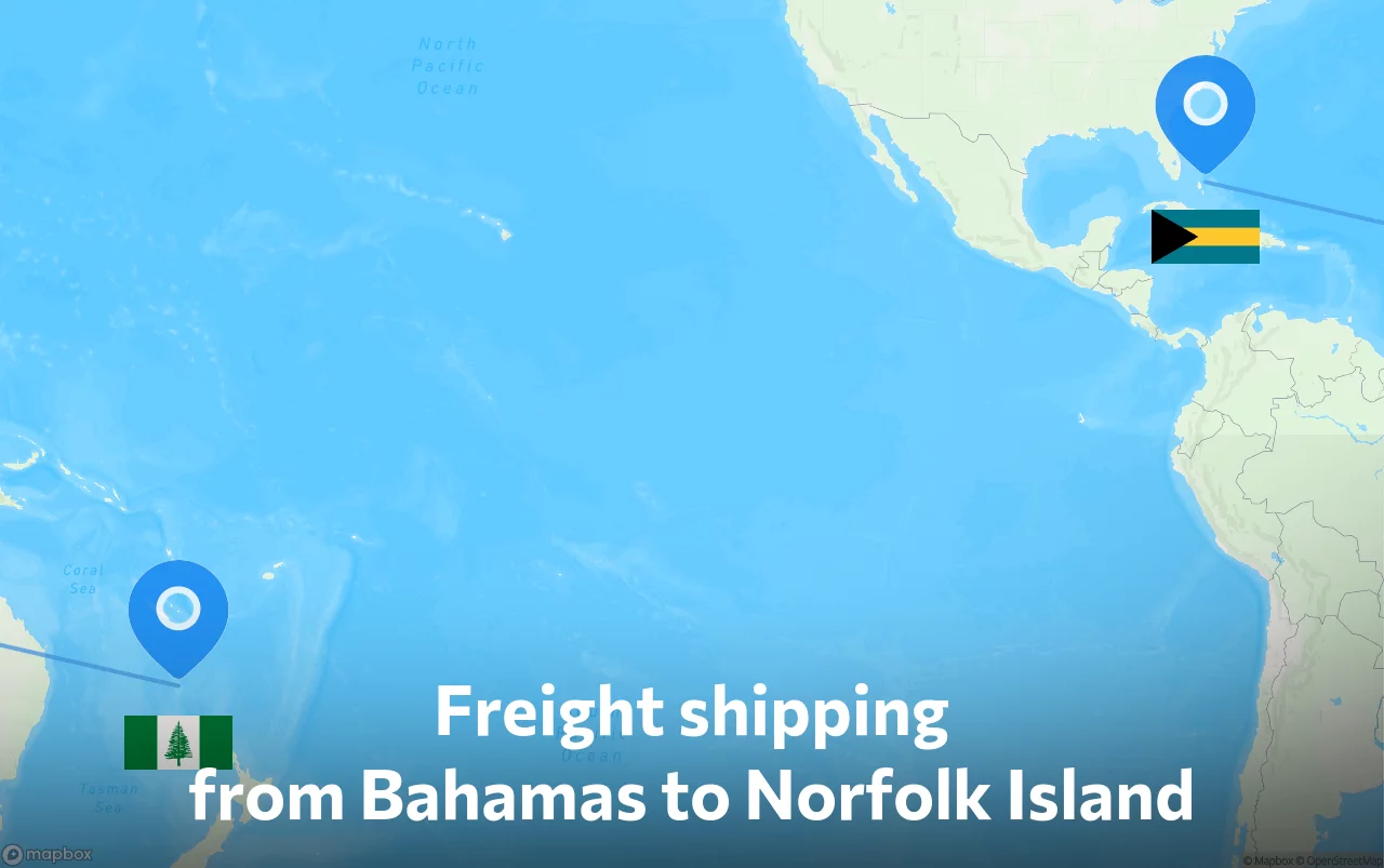 Shipping route from Bahamas to Norfolk Island