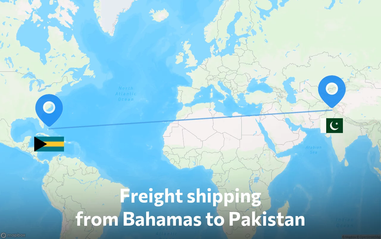Shipping route from Bahamas to Pakistan
