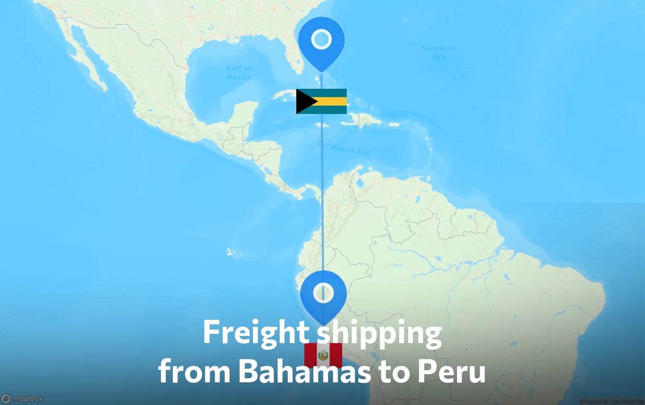 Shipping route from Bahamas to Peru