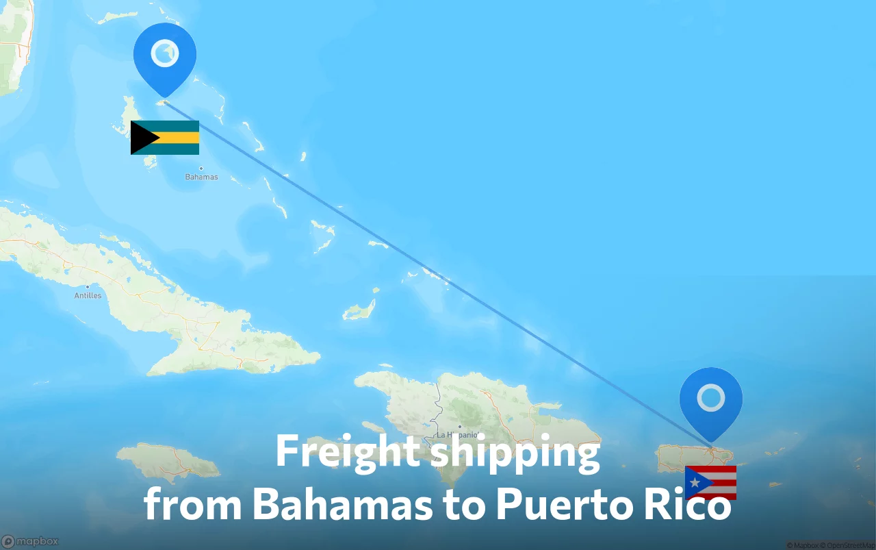 Shipping route from Bahamas to Puerto Rico