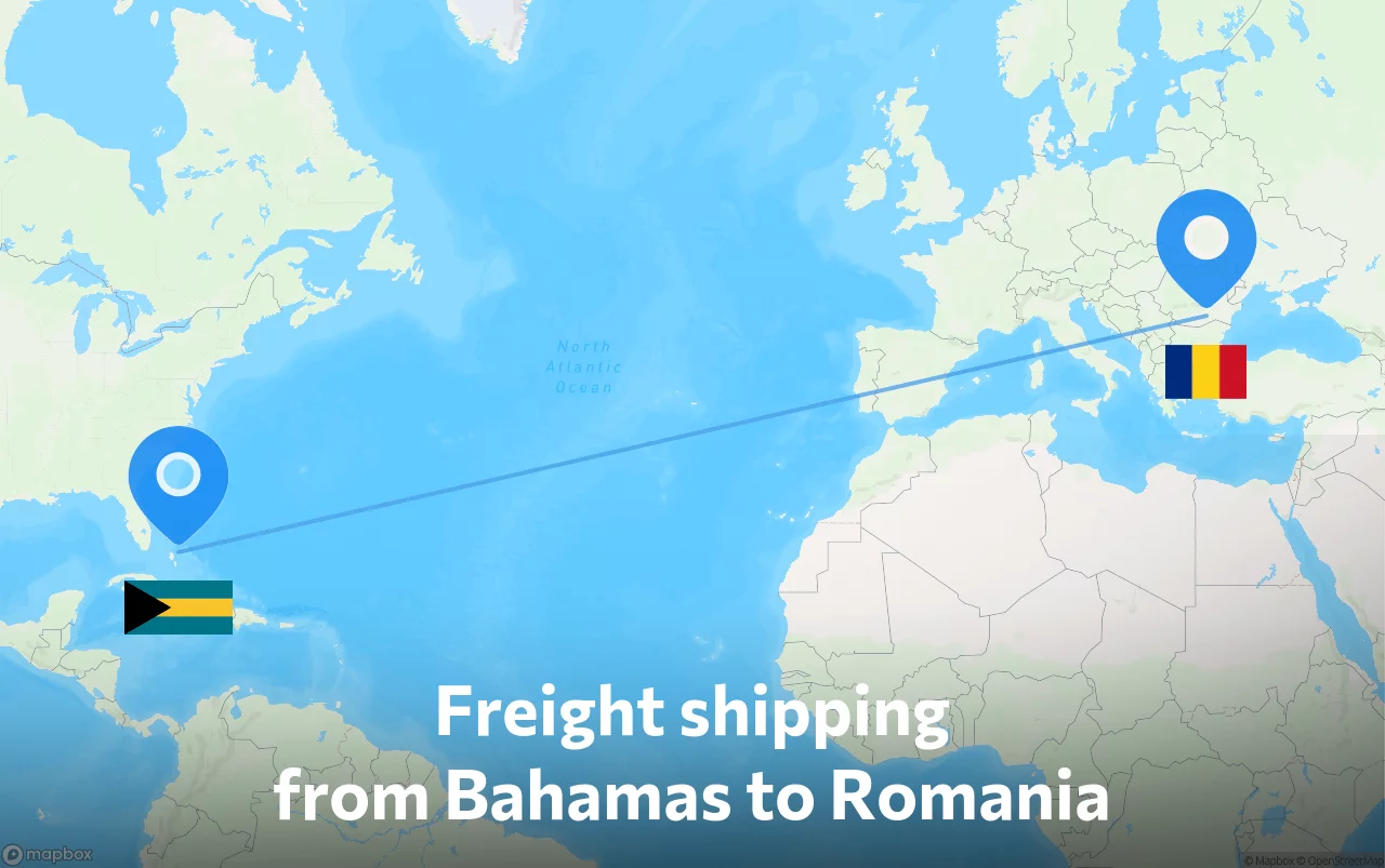 Shipping route from Bahamas to Romania