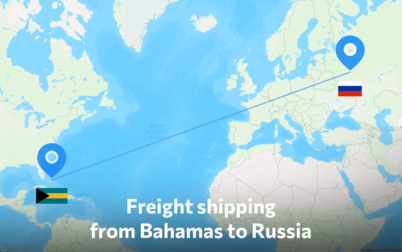 Shipping route from Bahamas to Russia
