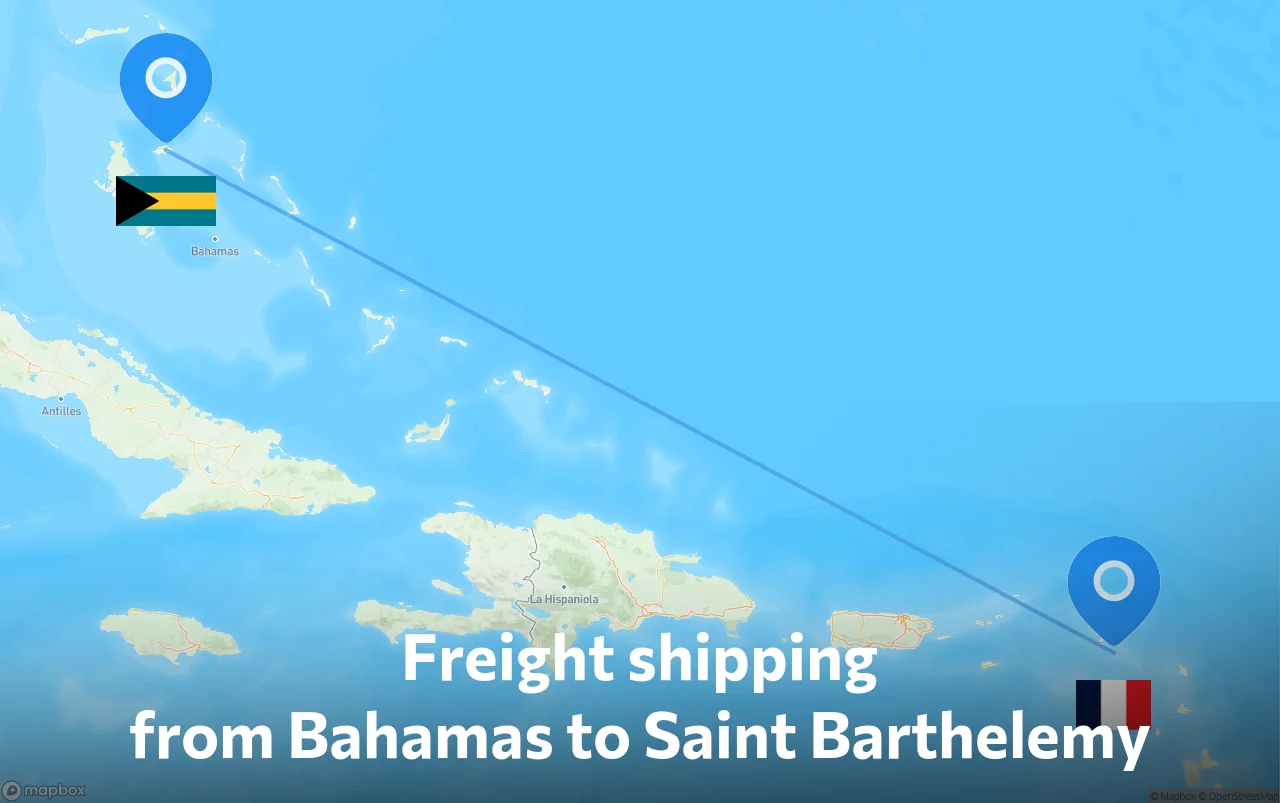 Shipping route from Bahamas to Saint Barthelemy