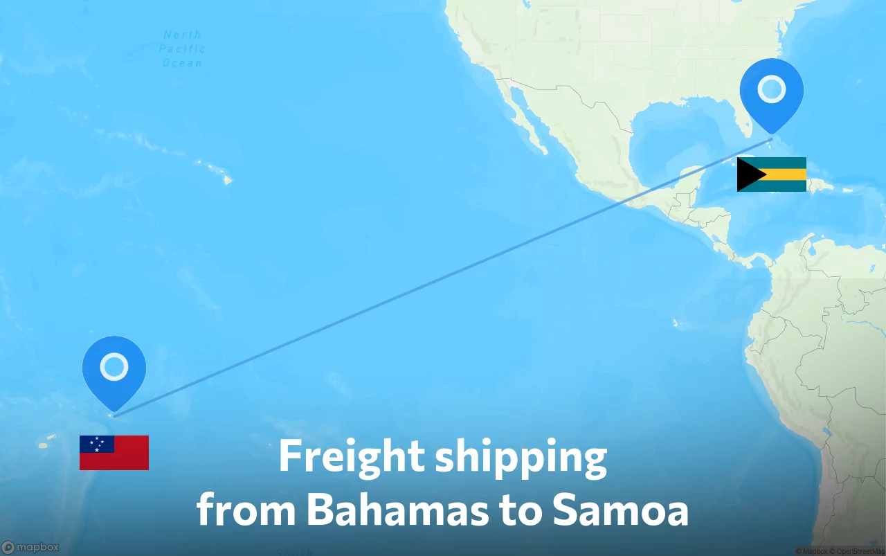 Shipping route from Bahamas to Samoa