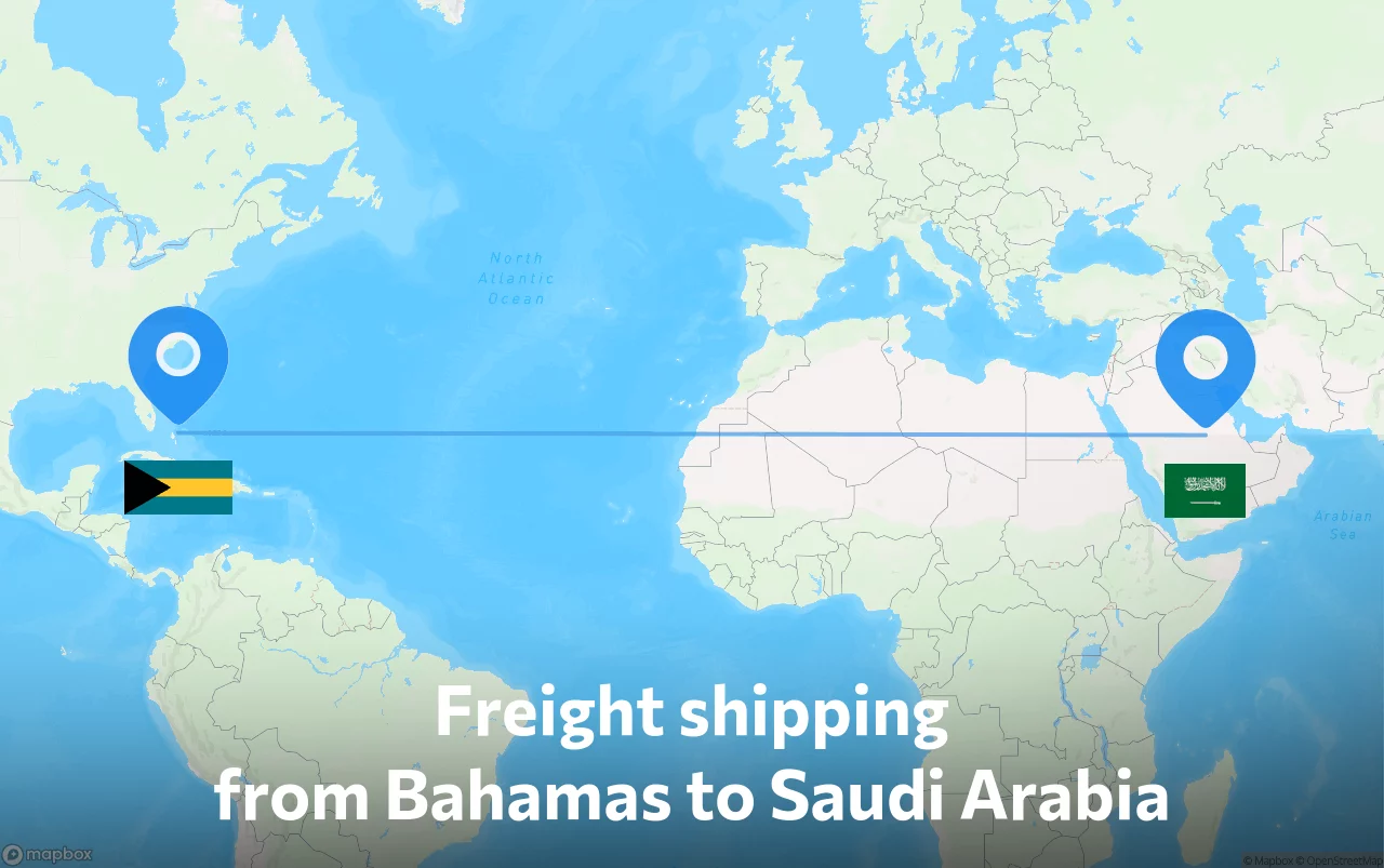 Shipping route from Bahamas to Saudi Arabia