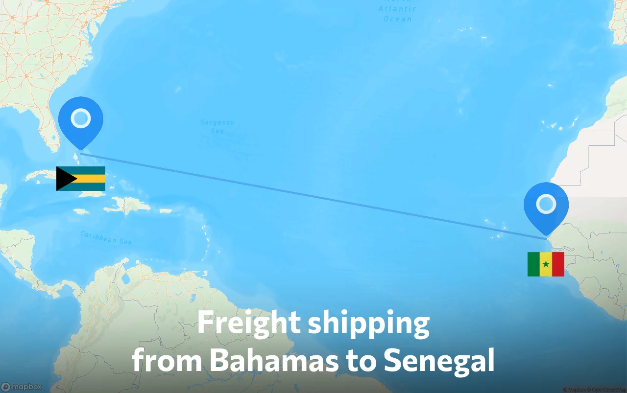 Shipping route from Bahamas to Senegal
