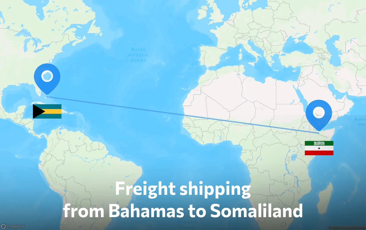Shipping route from Bahamas to Somaliland
